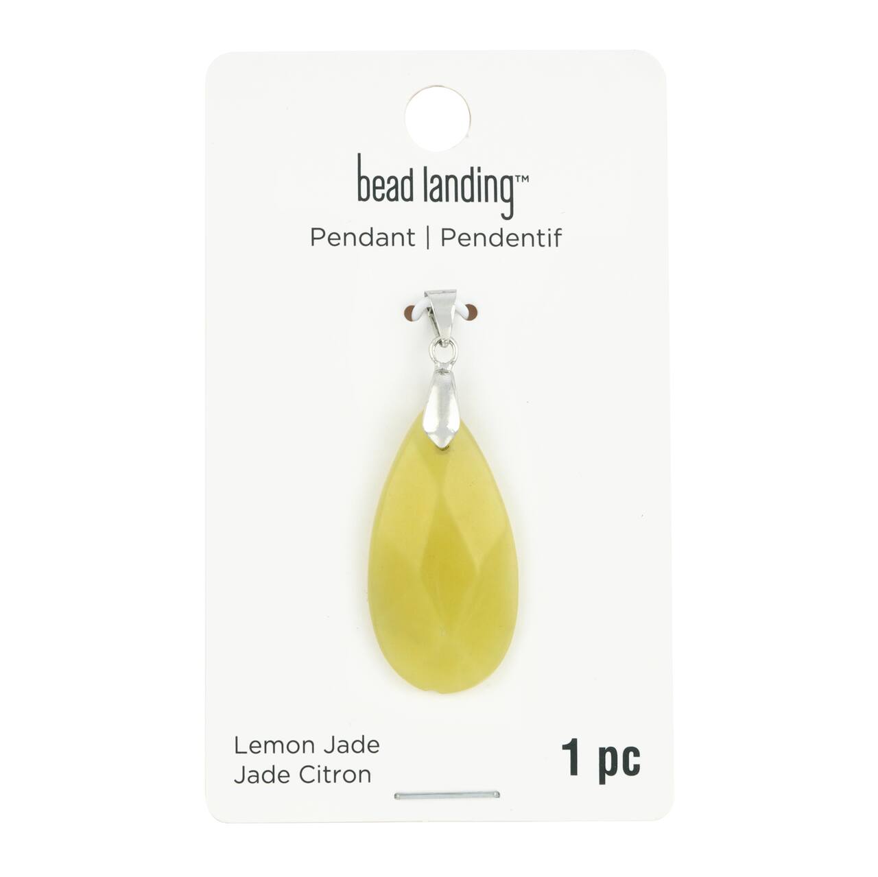 Pendentif à forme de larme en jade couleur citron de Bead Landing